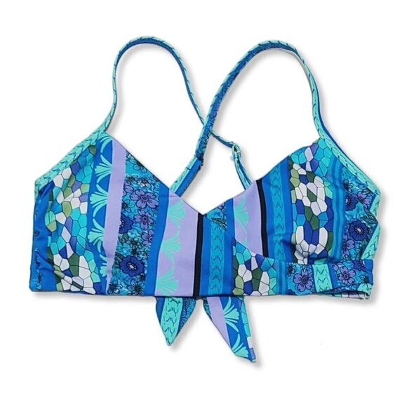 NWT Lucky Brand Floral Print Cross Over Swim Bralette Bikini Top - Picture 4 of 5